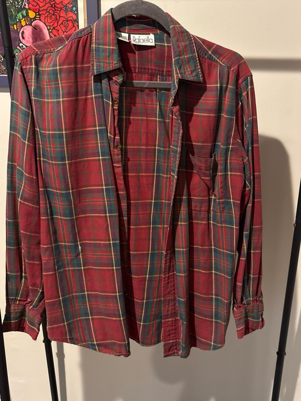 Rafaella Red and Green Plaid Button-Down Shirt